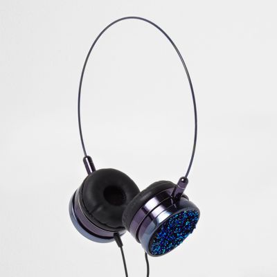 Skinny Dip blue glitter headphones